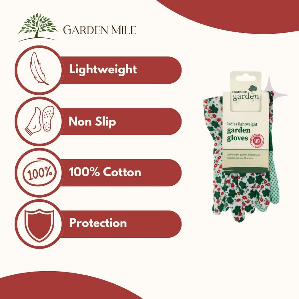 image 1 of Marco Paul Green Floral Cotton Grip Garden Gloves Green