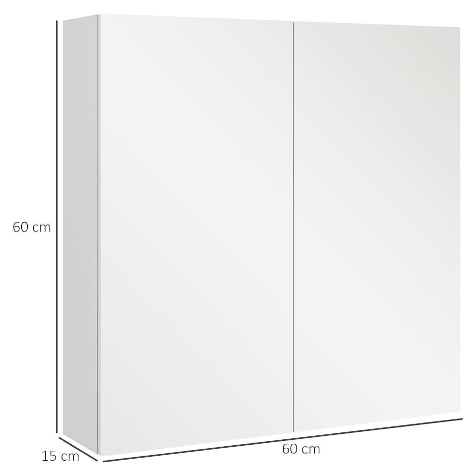 image 1 of kleankin Wall Mounted Bathroom Storage Cupboard W/ Mirror and Shelf, White