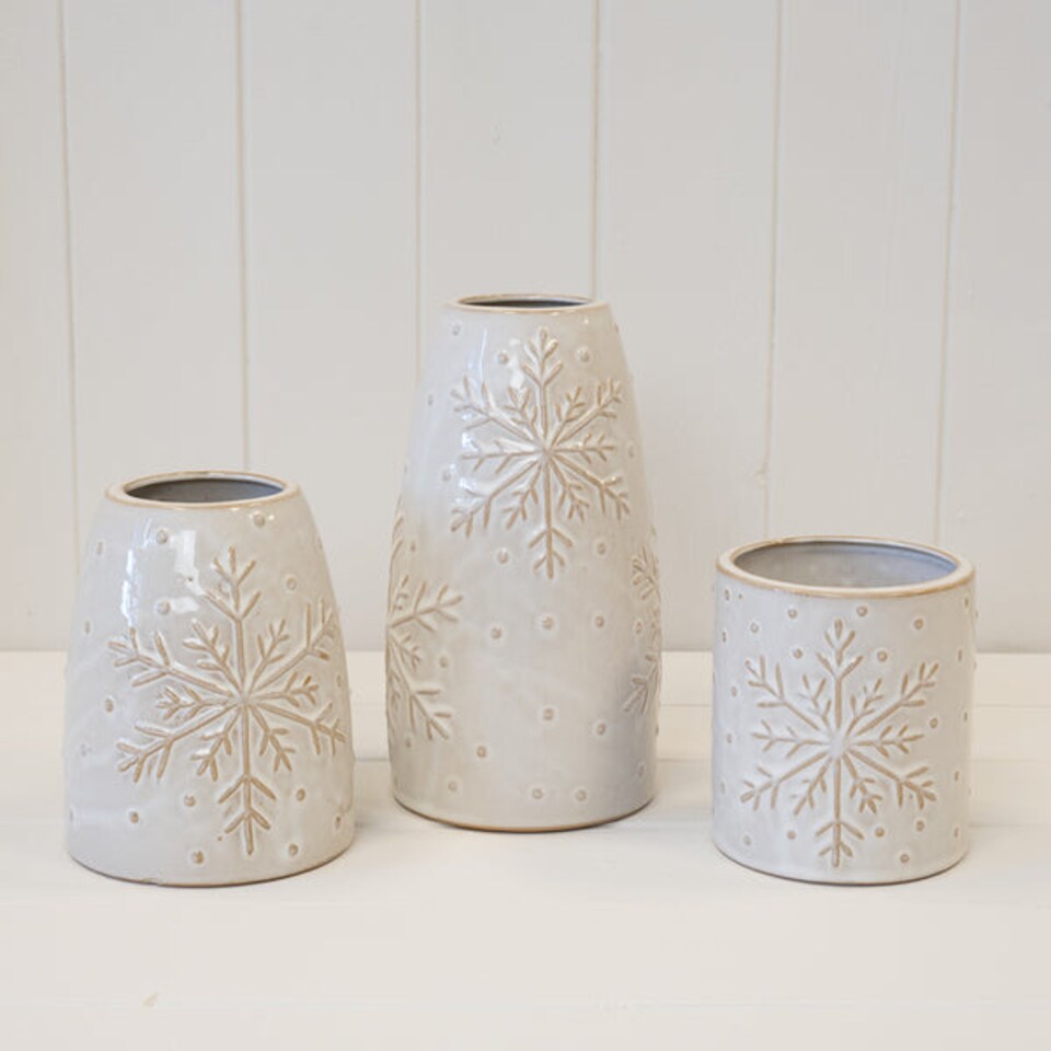 image 1 of Frosted Snowflake Pot
