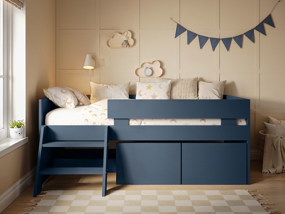 image 1 of Flair Logan Single Storage Low Sleeper Blue Bed