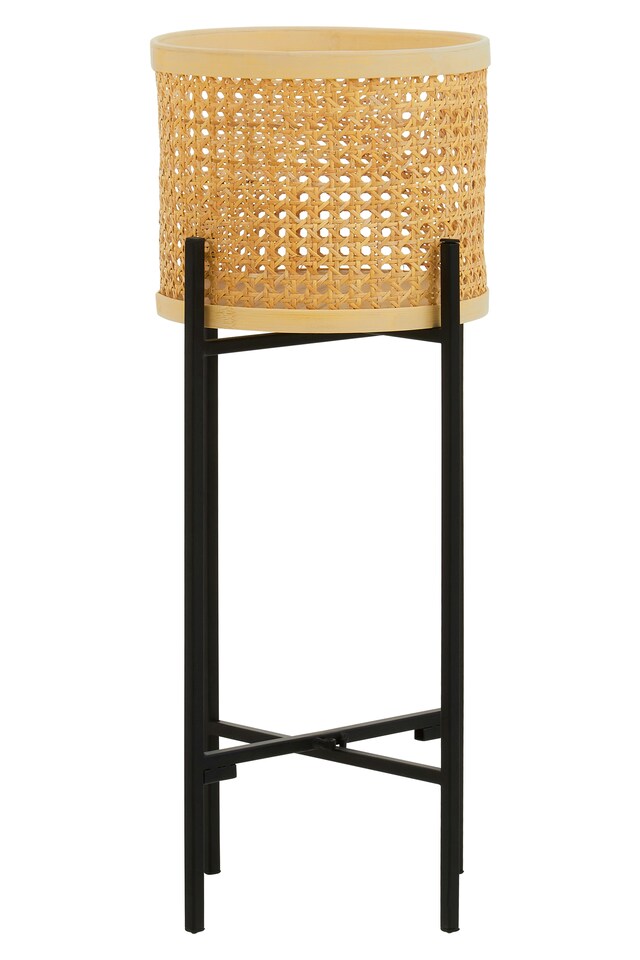 image 1 of Interiors by Premier Contemporary Small Planter, Handwoven Detailing On Small Outdoor Planters, Sturdy Planter For Flowers | Cream