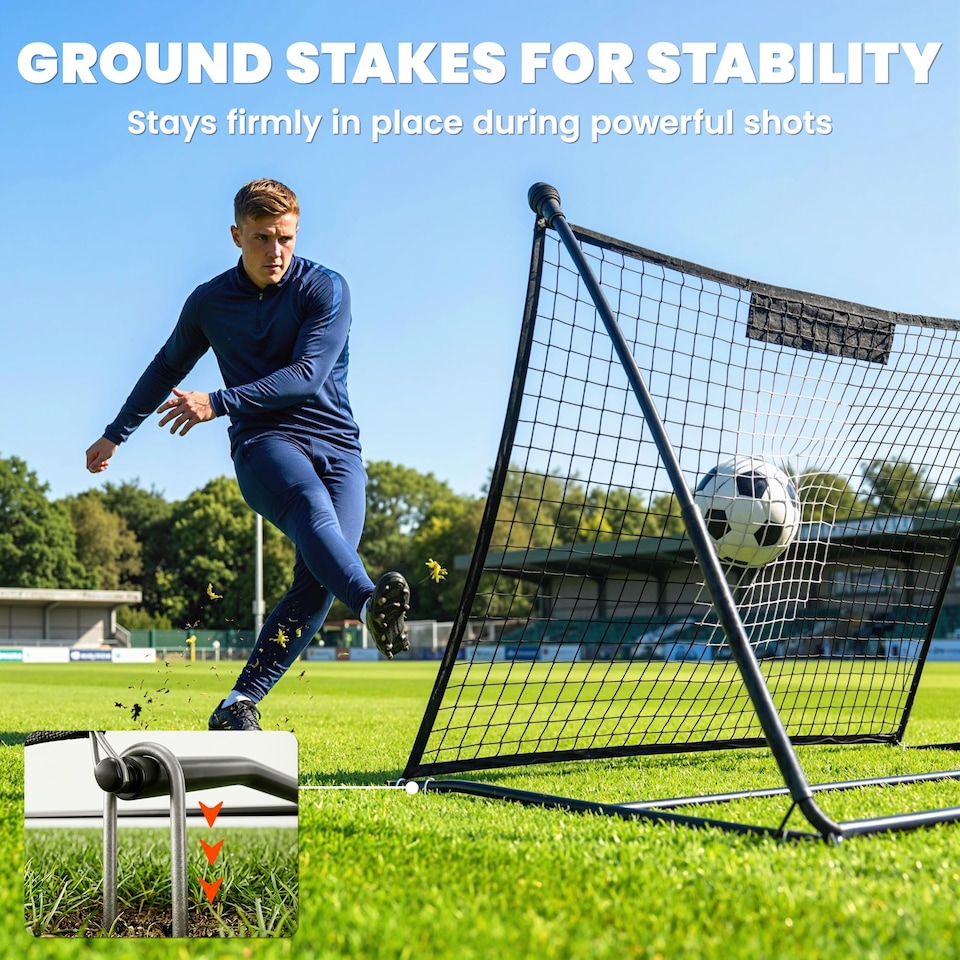 image 1 of SPORTNOW Football Rebounder Net with Carry Bag and Ground Stakes