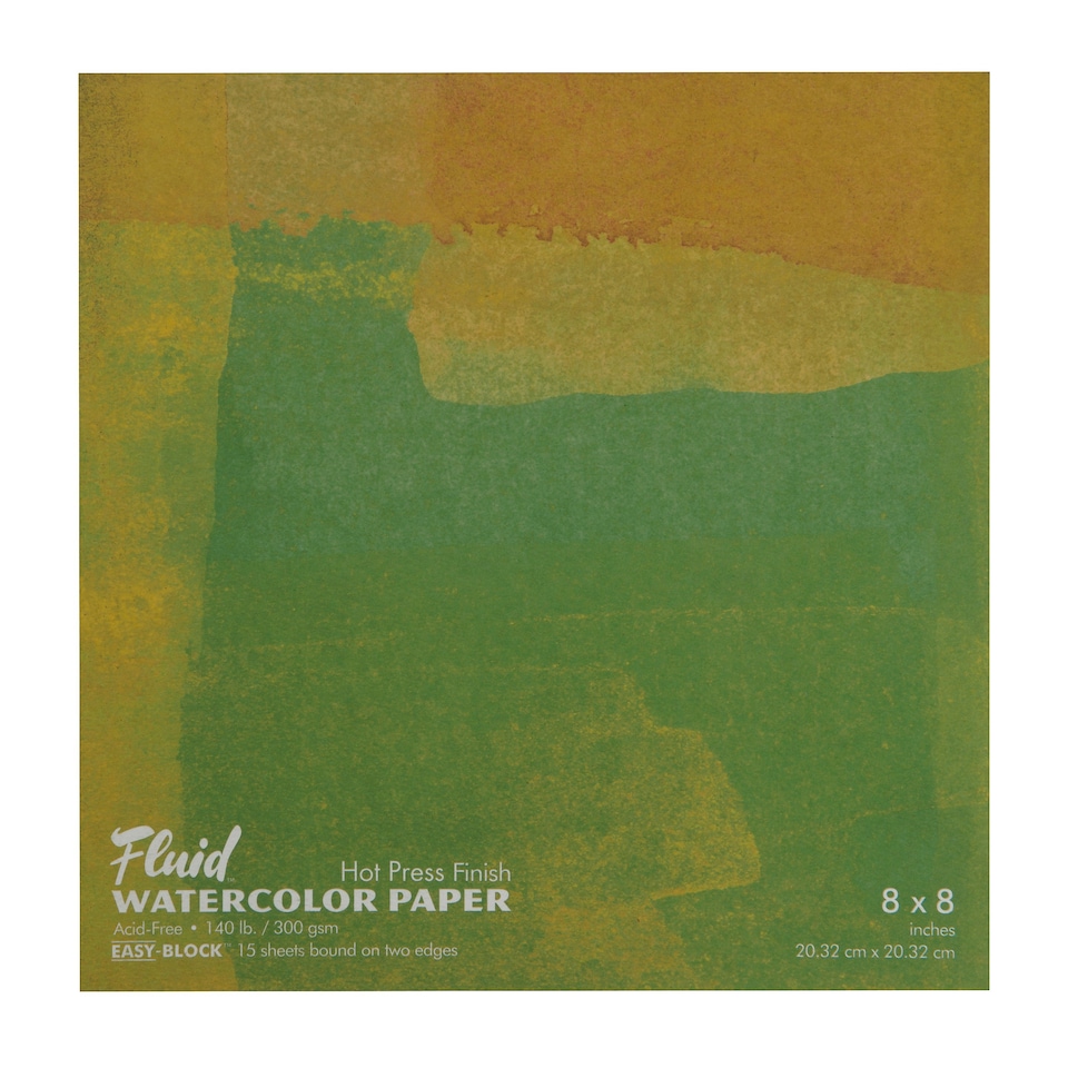image 1 of Speedball Fluid Hot Press Watercolour Paper Block, White, 8 x 8inch