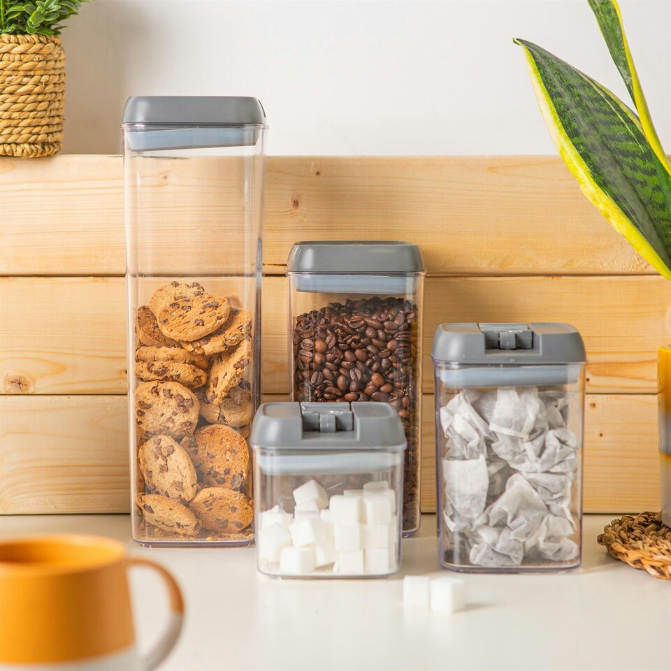 image 1 of Argon Tableware 4 Piece Flip Lock Plastic Food Storage Containers Set - Grey