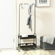 image 2 of HOMCOM Metal Clothes Rack with Shoe Stand, Clothing Rail on Wheels w/ 2 Basket