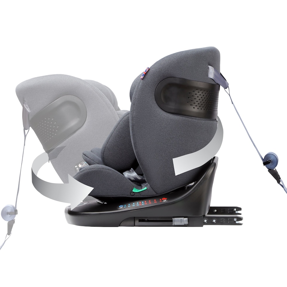image 1 of Cozy N Safe Galaxy i-Size 360 Rotating Car Seat 40-150cm, ISOFix & Top Tether, Extended Rear & Forward Facing, 5 Recline Positions, Side Impact Protection, Birth to 12 Years (Slate)