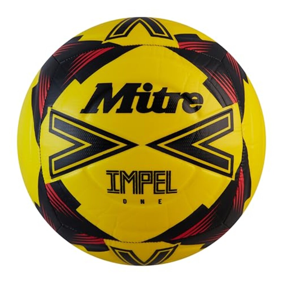 image 1 of Mitre Impel One Level Training Football Soccer Ball Fluo Yellow/Black/Red - Size 5