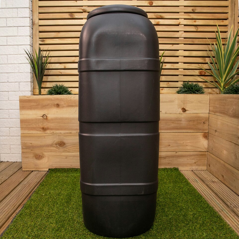 image 1 of Strata Slim Space Saver Water Butt 100L With Lid & Tap Carry Handles in Black