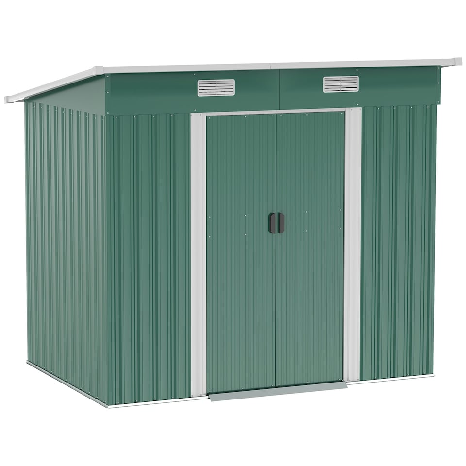 image 1 of Outsunny 7 x 4ft Outdoor Garden Storage Shed for Backyard Patio Green