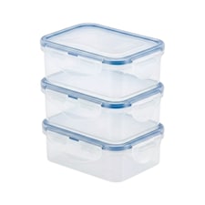 LocknLock Classic Rectangular Food Storage Container Airtight BPA Free 350ml Pack of 3
