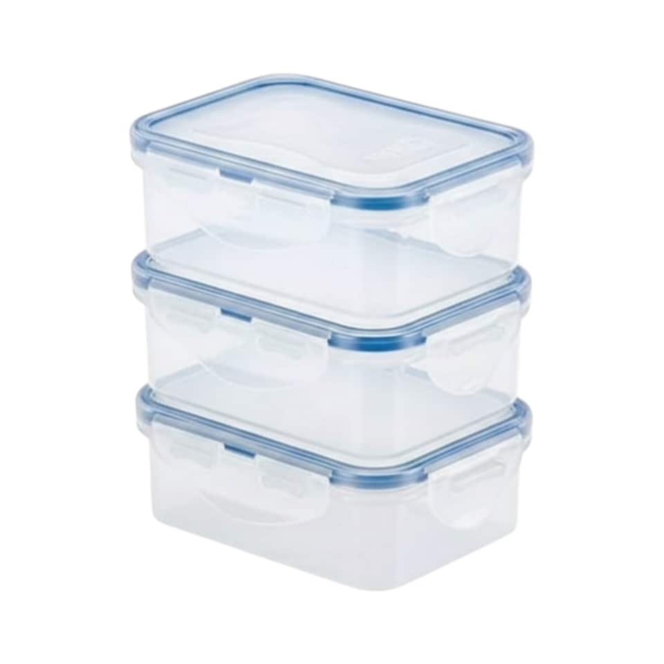 image 1 of LocknLock Classic Rectangular Food Storage Container Airtight BPA Free 350ml Pack of 3