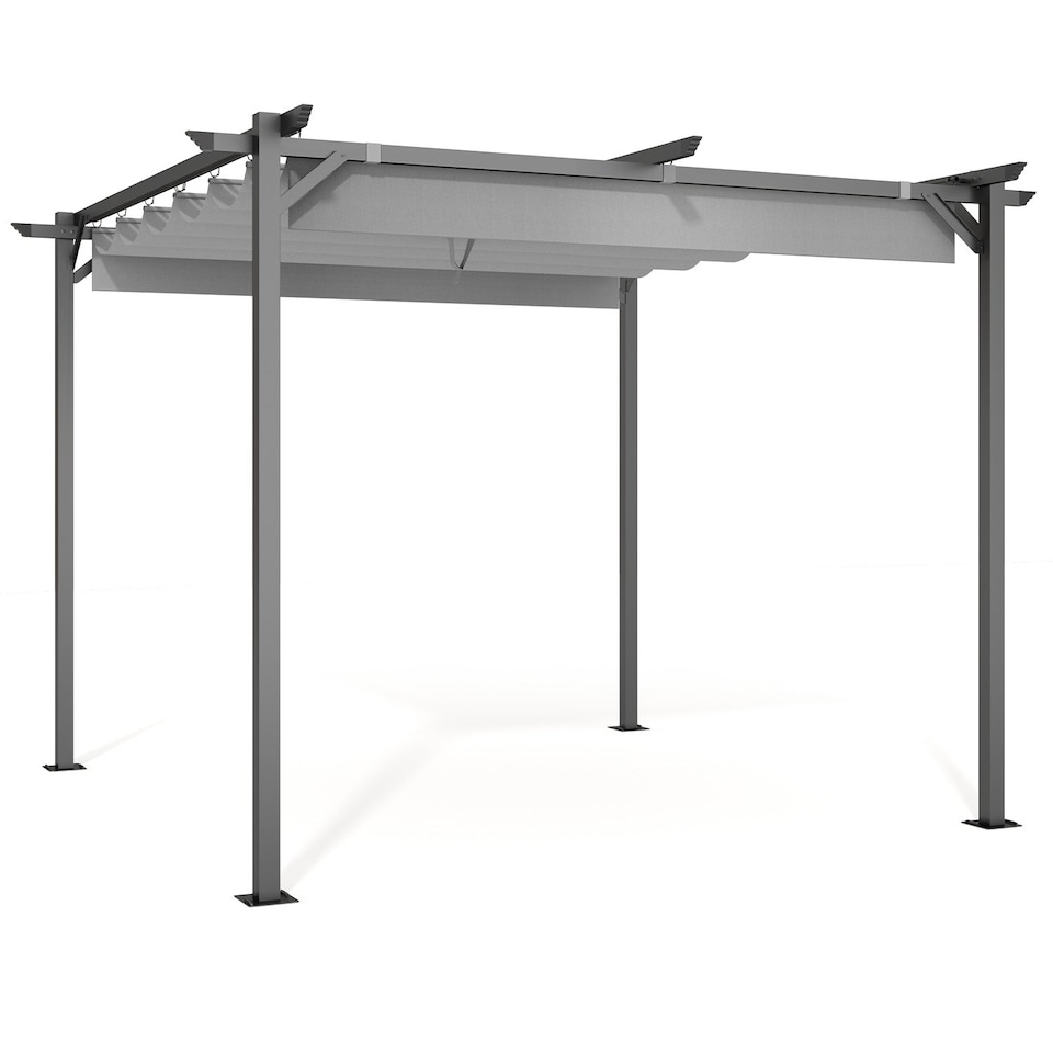 image 1 of Rattantree Outdoor Retractable Pergola Gazebo Metal Canopy 8ft x 8ft