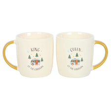 Camping King and Queen Couples Mug Set