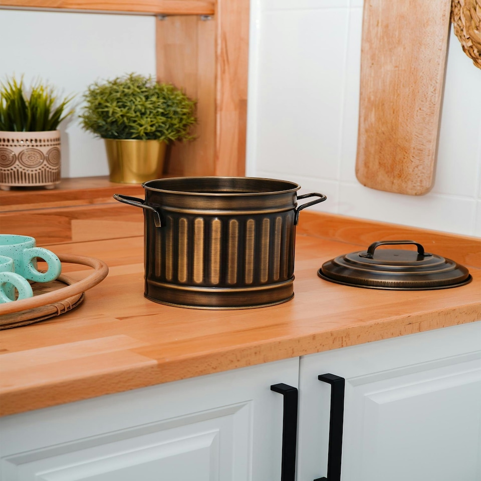 image 1 of Gold Countertop Waste Basket (4 Liters)