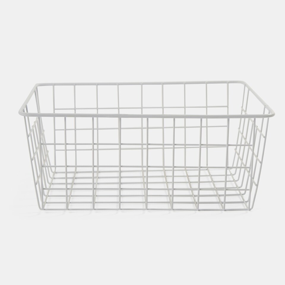 image 1 of OHS Metal Wire Multipurpose Food Pantry Storage Basket Organiser White