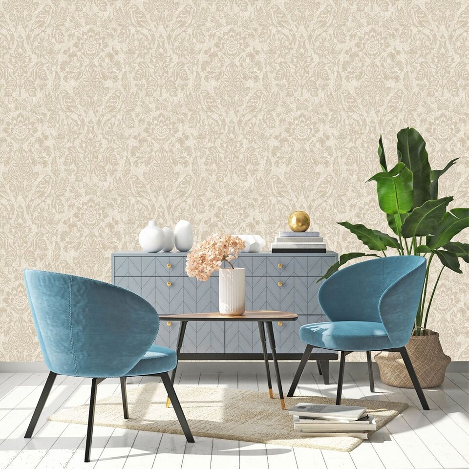 image 1 of Holden Decor Hawthorn Meadow Blown Vinyl Textured Wallpaper | Clear | Neutral | 1