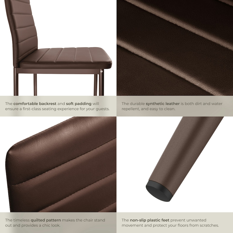 image 1 of Dining Chairs - high backrest, padded, synthetic leather  - Set of 6 Brown | Cappuccino