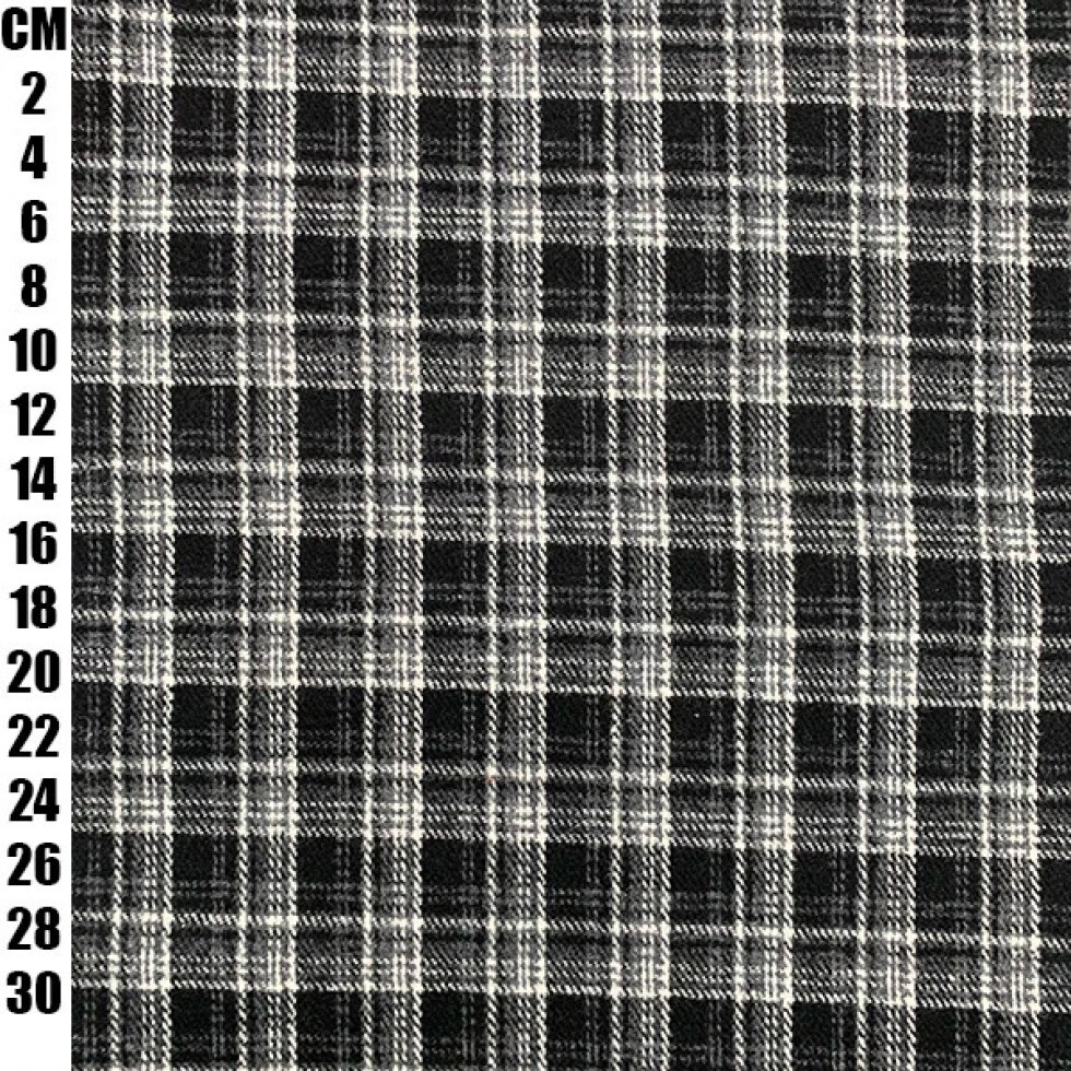 Minerva Black Wool Blend Check Coating Dressmaking Fabric per metre, 150cm / 59" Wide
