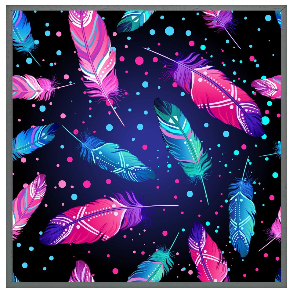 image 1 of Painted bird feathers (Picture Frame) Grey | XL