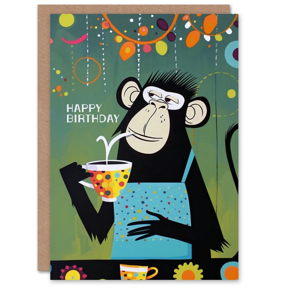 image 1 of Cp Apron Tea Coffee Fun Quirky Man Him Birthday Card