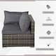 image 3 of Outsunny Outdoor PE Rattan Corner Sofa, Garden Wicker Furniture Single Sofa Chair w/ Cushions, Deep Grey | Grey | One Size