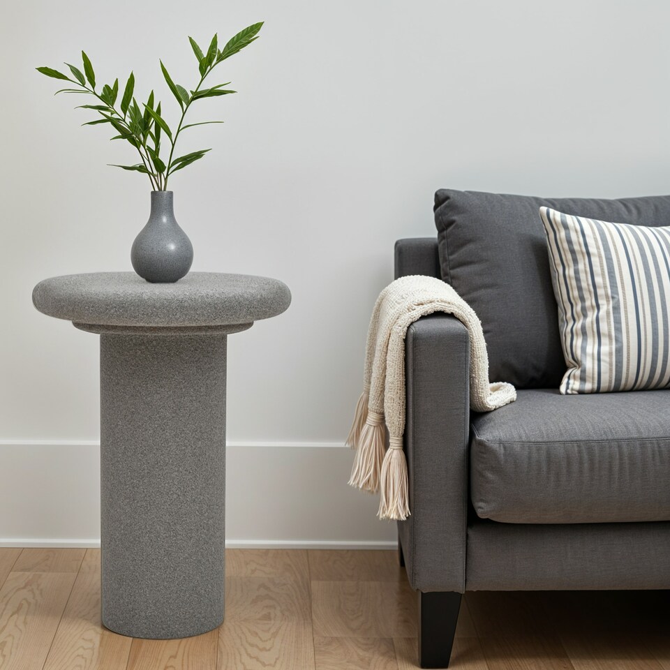 image 1 of Udaipur Round End Table Grey