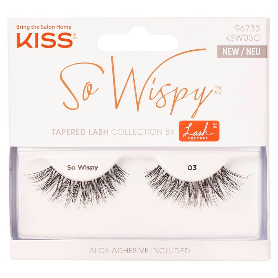 Kiss Lash Couture Tapered Eyelashes So Wispy 03 (Adhesive Included 1g)