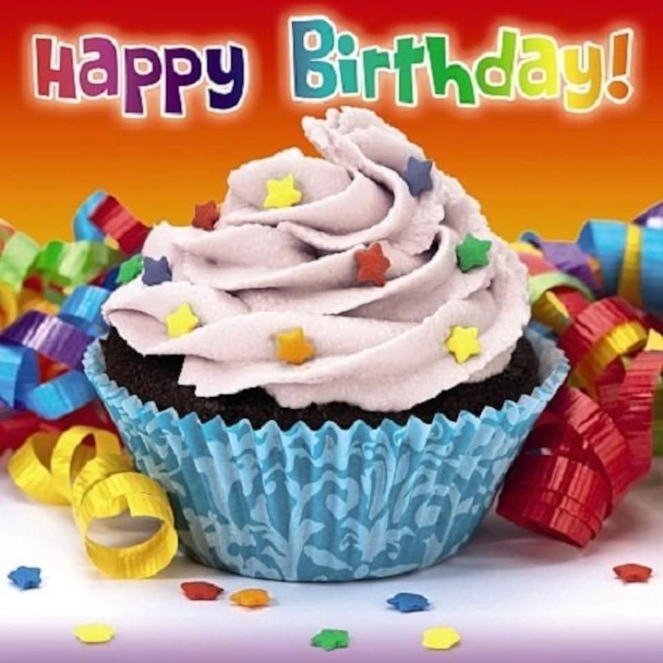 image 1 of Carte Blanche 3D Holographic Card Up Close Happy Birthday Cupcake