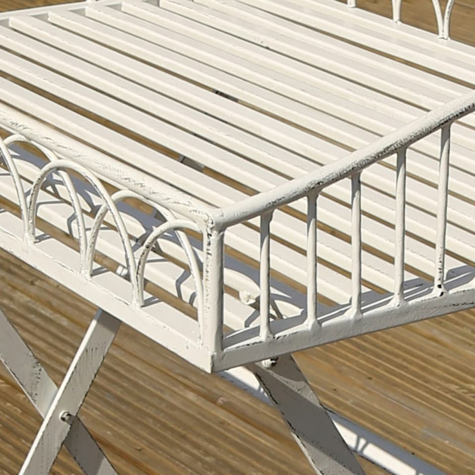 image 1 of Charles Bentley Wrought Decorative Iron Garden Side Table - White