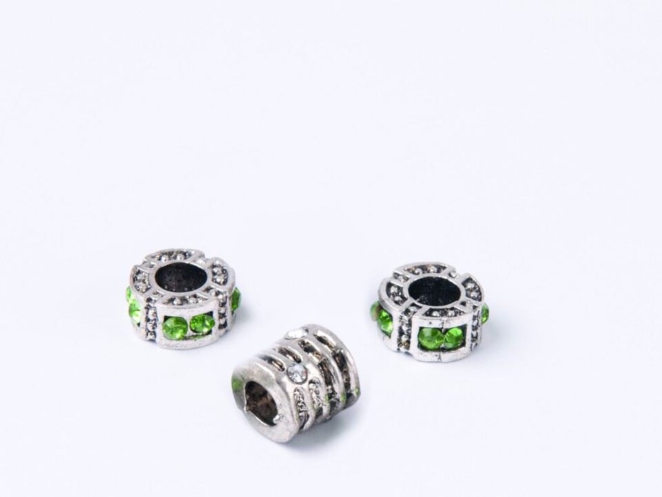 Trimits Silver Green Crystal Mix Spacer Beads for Embroidery & Jewellery Making - per pack of 3