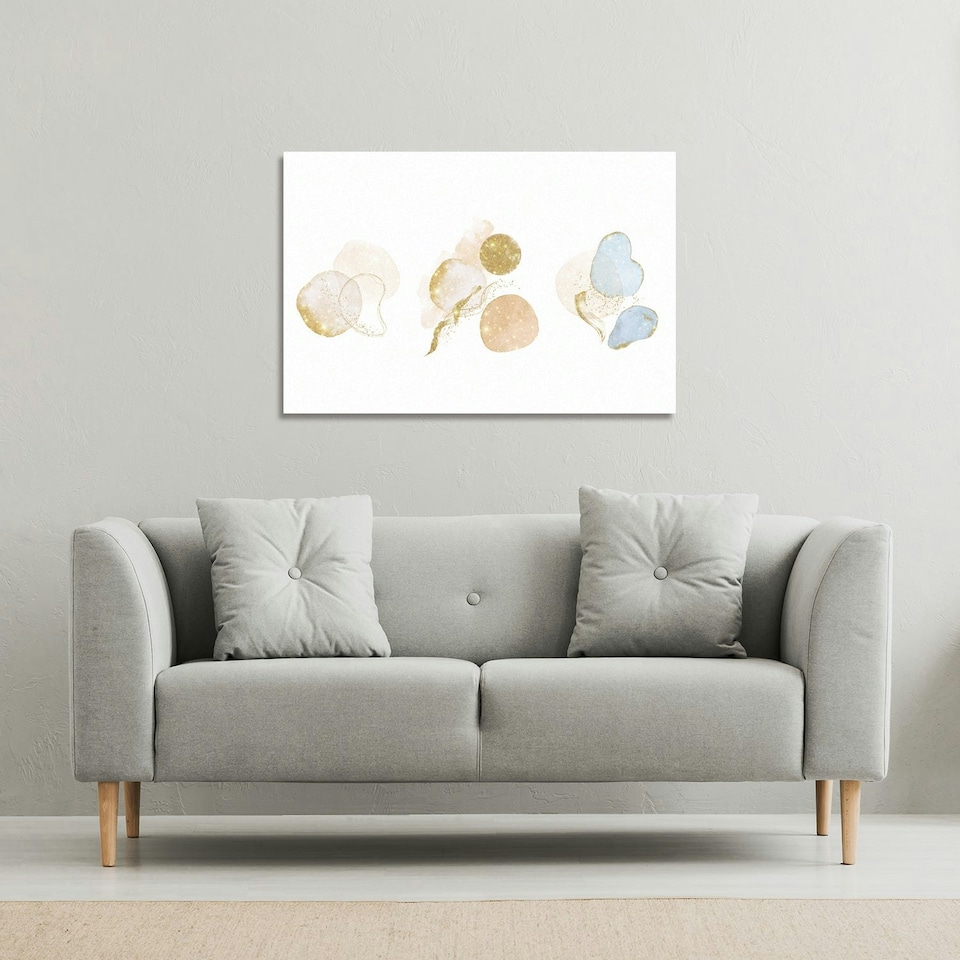 image 1 of blue, white, beige watercolor illustration & elements (Canvas Print) 114 x 77 x 4cm