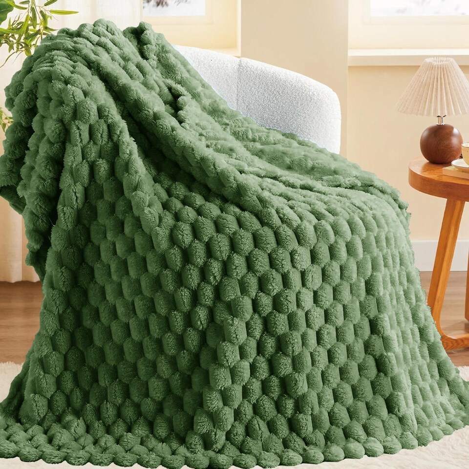 image 1 of Velosso Chunky Popcorn Faux Rabbit Fur Blanket