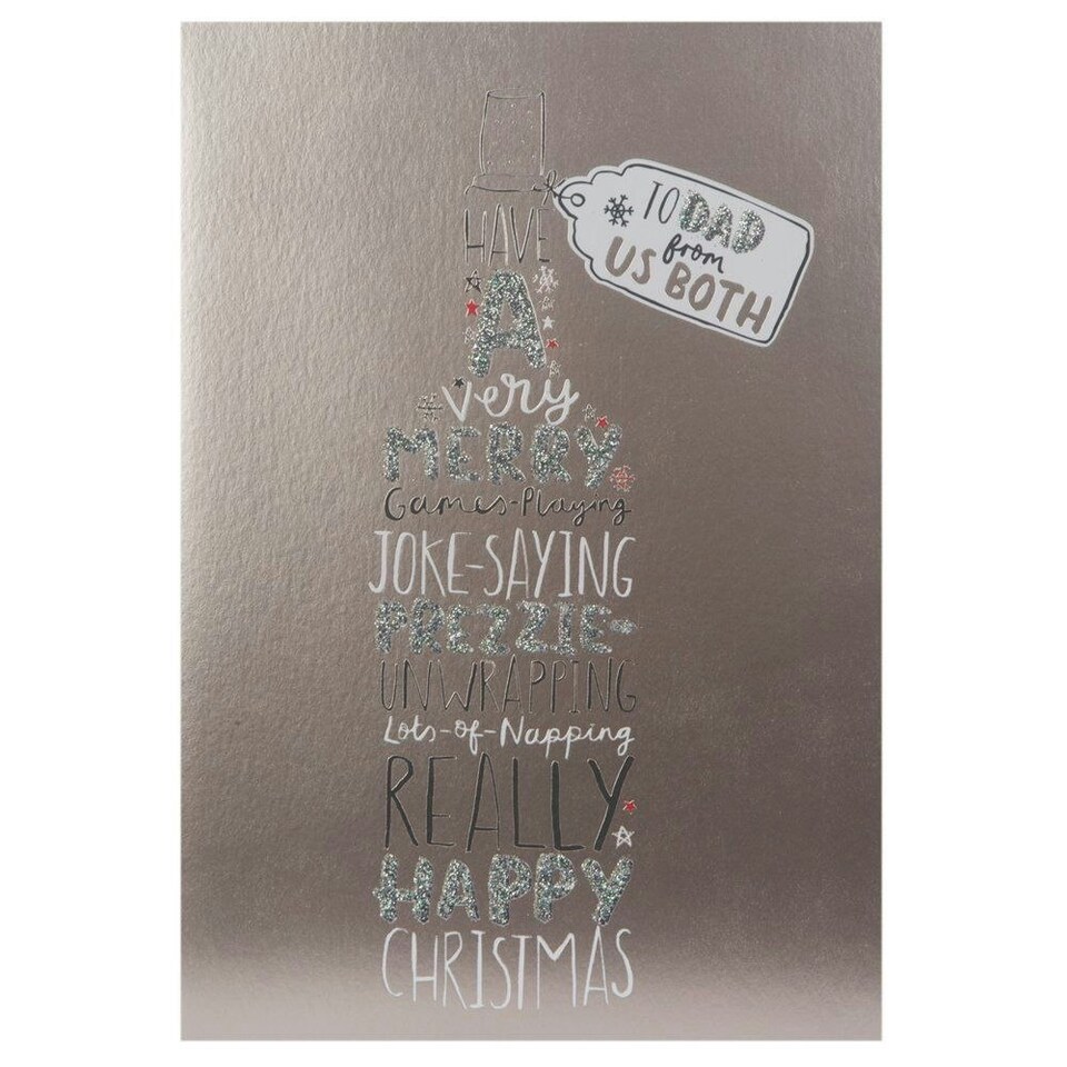 image 1 of Hallmark Medium Christmas Wish for Dad from Both Cute Card Silver Foil