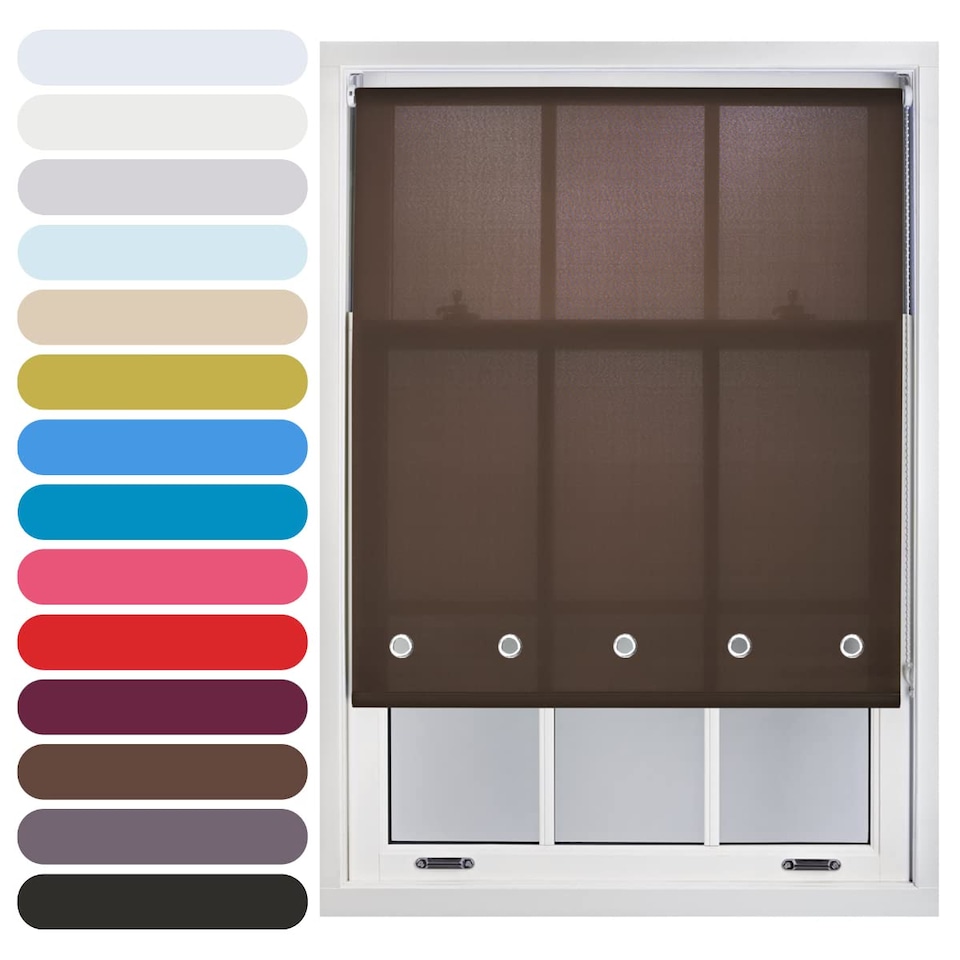 image 1 of FURNISHED Roller Blinds Daylight Round Eyelet Light Filtering Easy Fit Trimmable Window Blind | Brown | Mocha | (W) 215cm x (L) 165cm