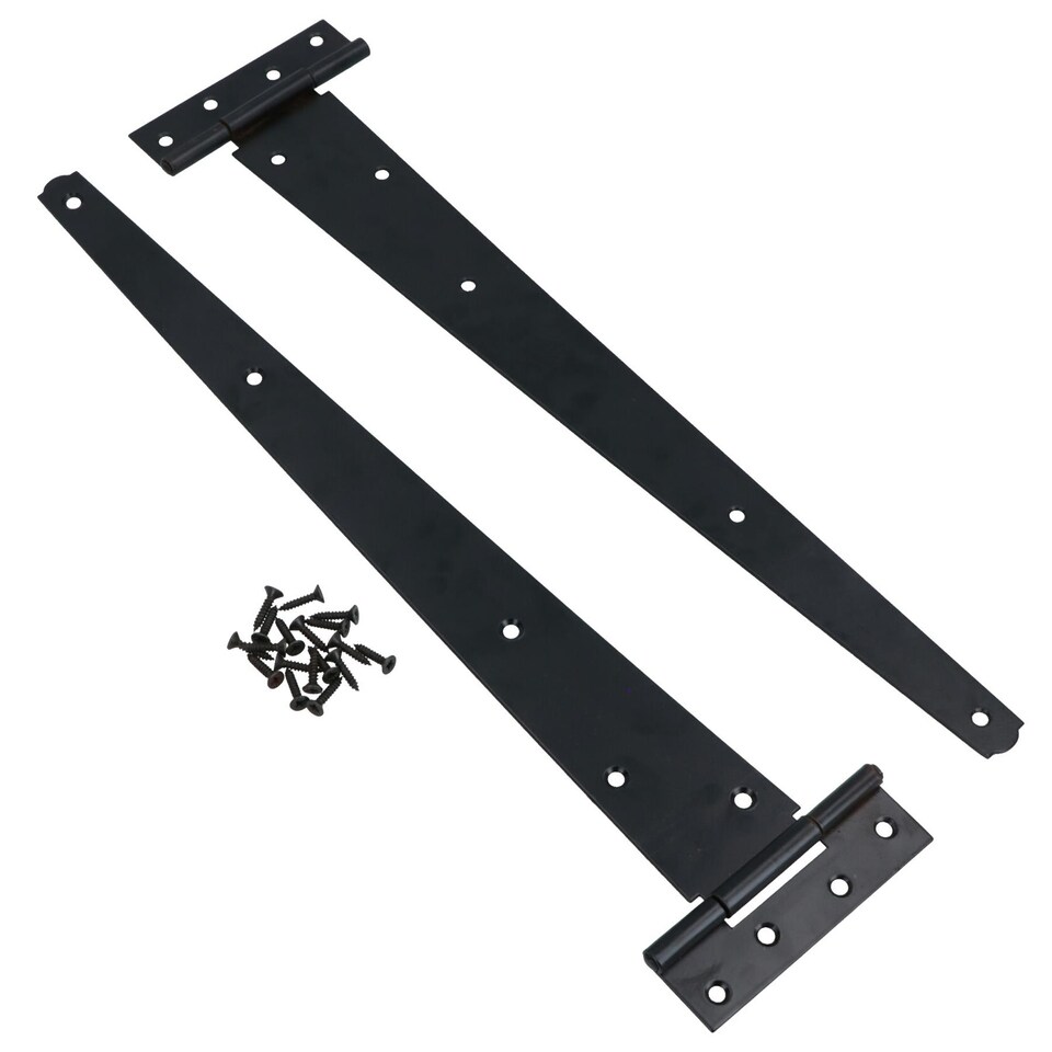 image 1 of 18in / 450mm Heavy Duty T Tee Hinges For Shed + Garden Gates Black Finish 10pc