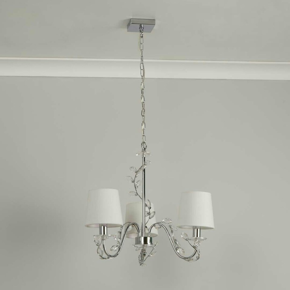 image 1 of Rosie 3 Light Chrome & Clear Glass Trim Shaded Chandelier