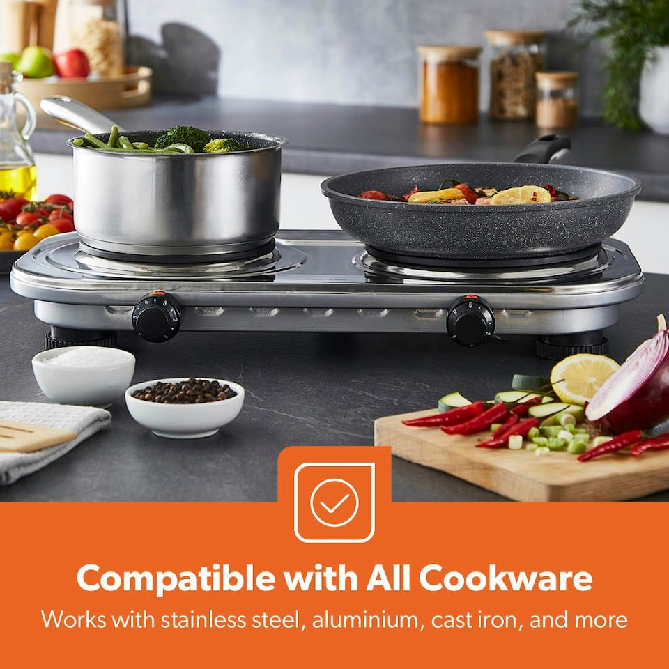 image 1 of GEEPAS 2500W Stainless Steel Double Hot Plate