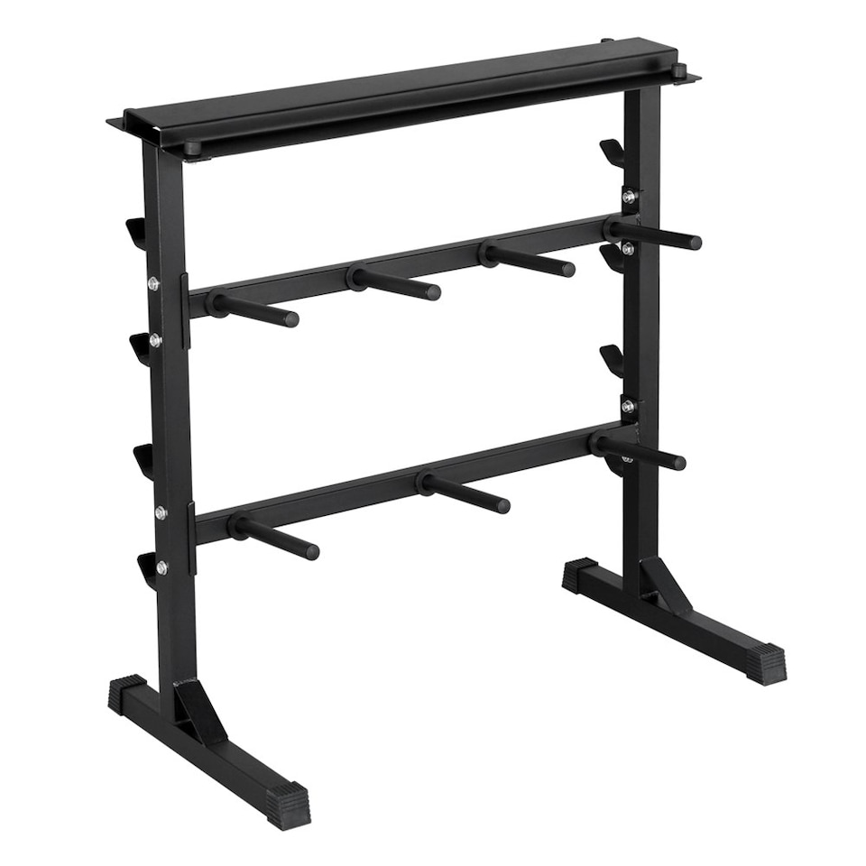 image 1 of Yaheetech 3 Tier Dumbbell Barbell Rack Black