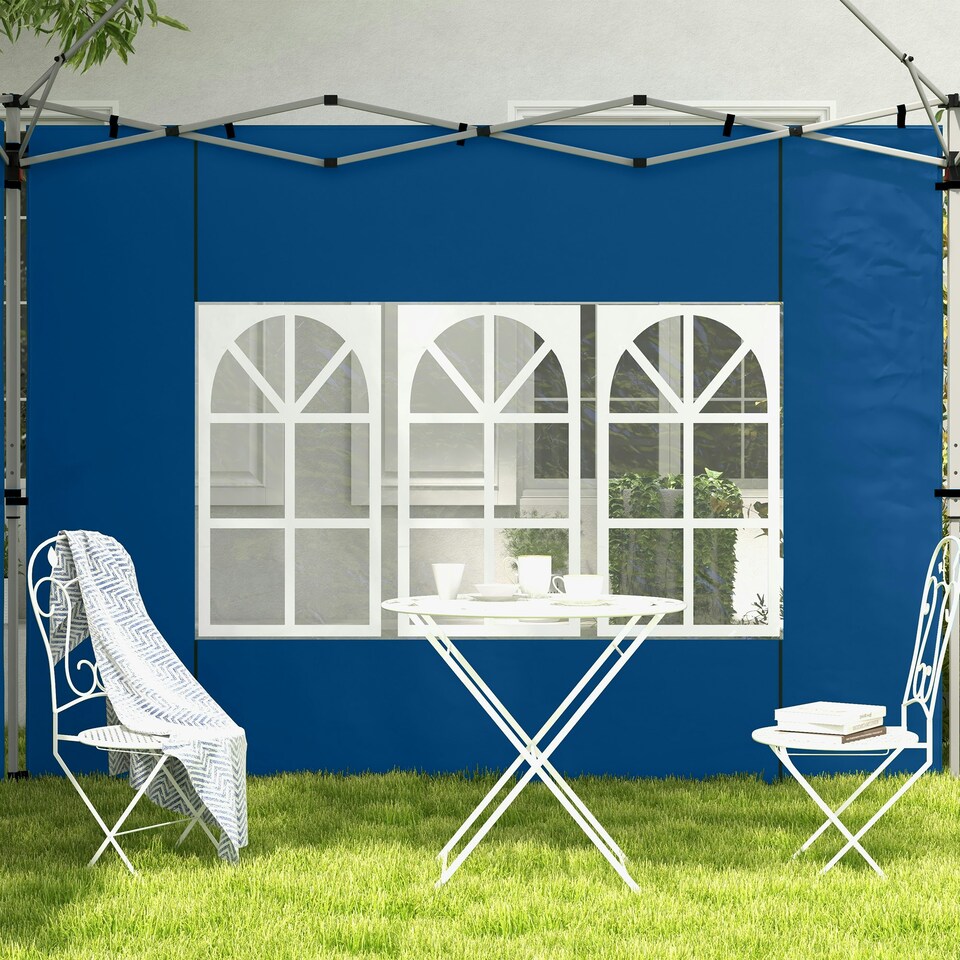 image 1 of Outsunny Gazebo Side Panels for 3x3(m) or 3x4m Pop Up Gazebo, 2 Pack, Blue