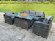 image 5 of Fimous Dark Mixed Grey Rattan Outdoor Garden Furniture Gas Fire Pit Table Gas Heater Sets Lounge Sofa Reclining Adjustable Chairs 5 Seater