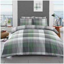 VELVETIO Dartmouth Check Complete Duvet Cover Set with Fitted Sheet Soft Polycotton Bedding Sets Multi | King