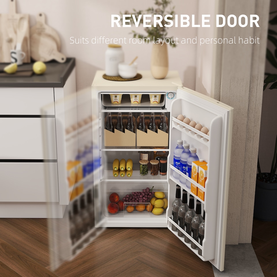 image 1 of HOMCOM 91L Freestanding Under Counter Fridge Beige | Yellow