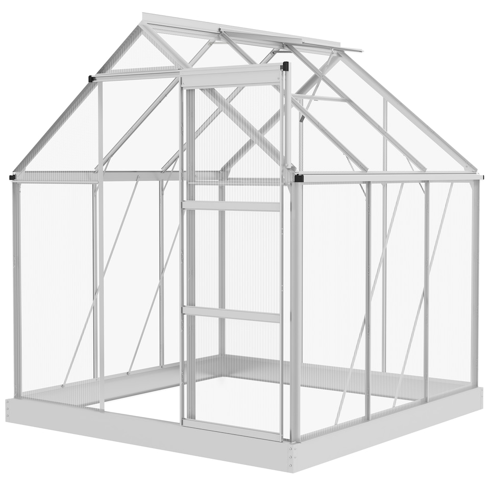 image 1 of Outsunny 6 x 6ft Walk-In Polycarbonate Greenhouse with Foundation