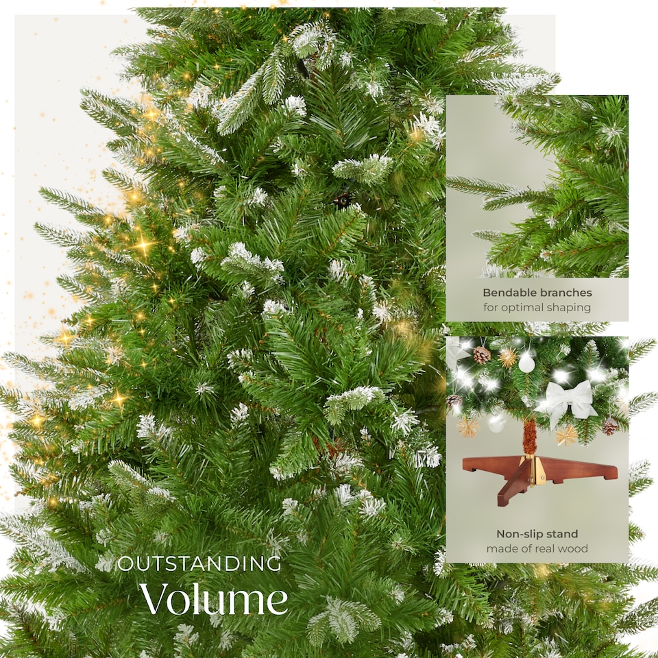 image 1 of Christmas Tree Blitzen - 180 cm tall, green PVC needles, frosted tips, with stand