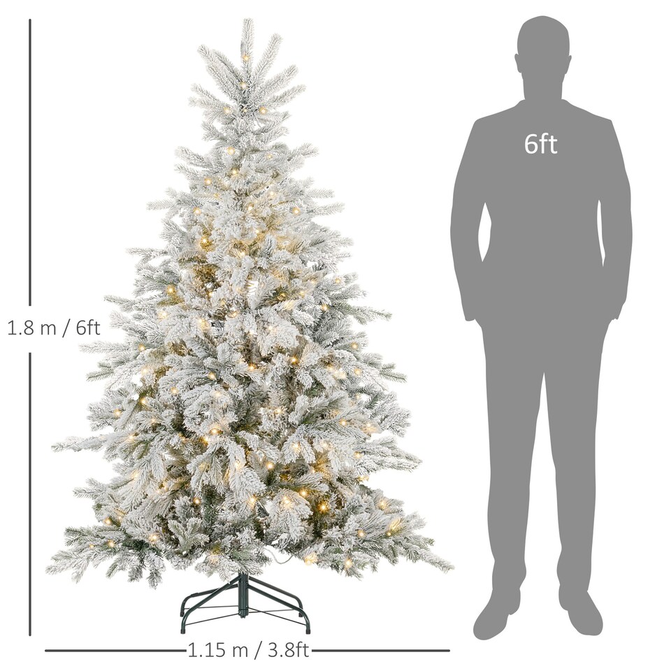 image 1 of HOMCOM 6 Ft Artificial Christmas Tree with Realistic Snow Branches, LED Lights
