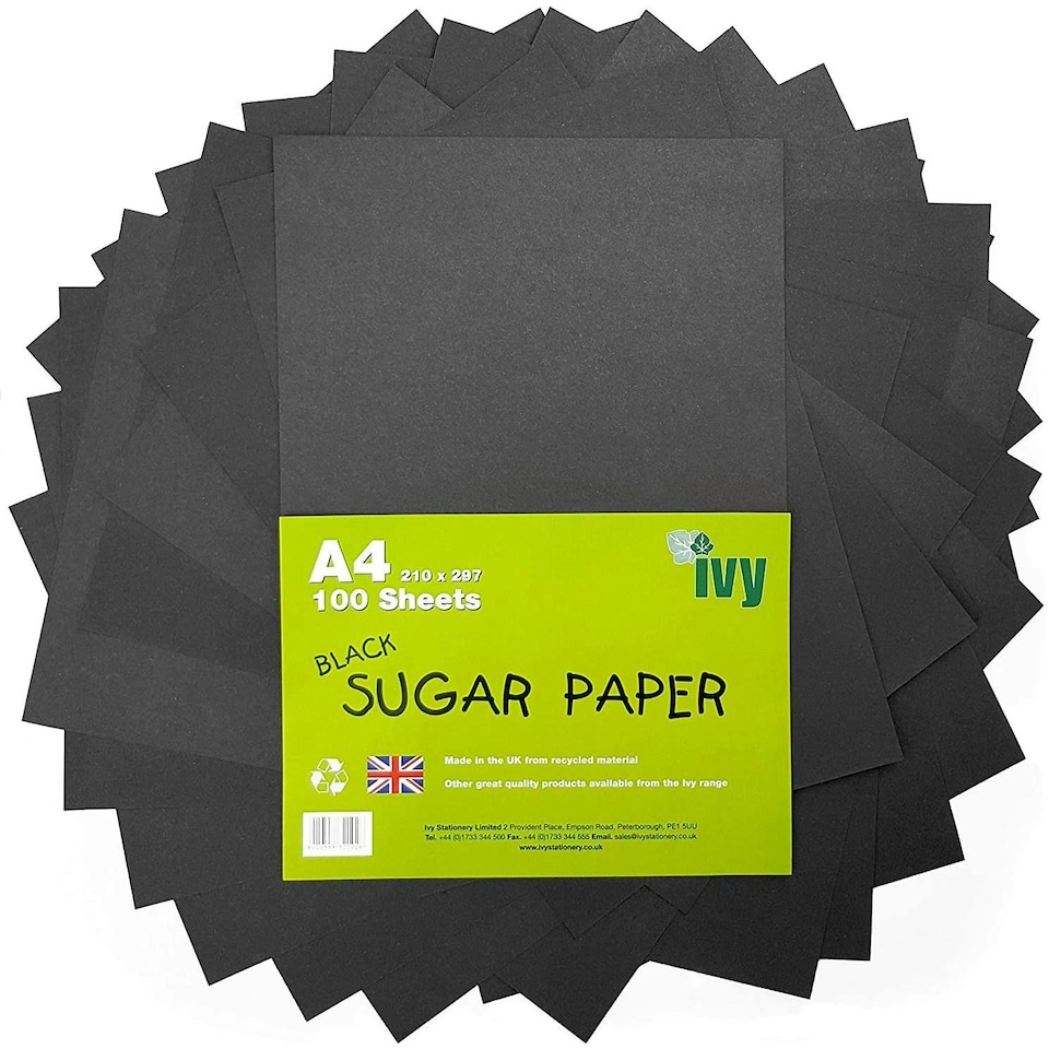 image 1 of A4 Recycled Black Sugar Paper 100gsm Pack of 100 Art Sheets by Ivy