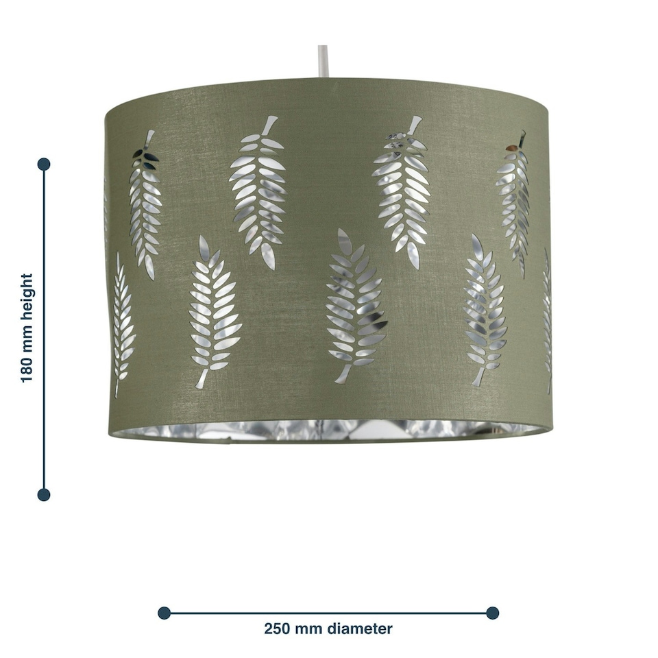 image 1 of Fern - Sage Green Cut Out 25cm Pendant Lightshade Green | Silver