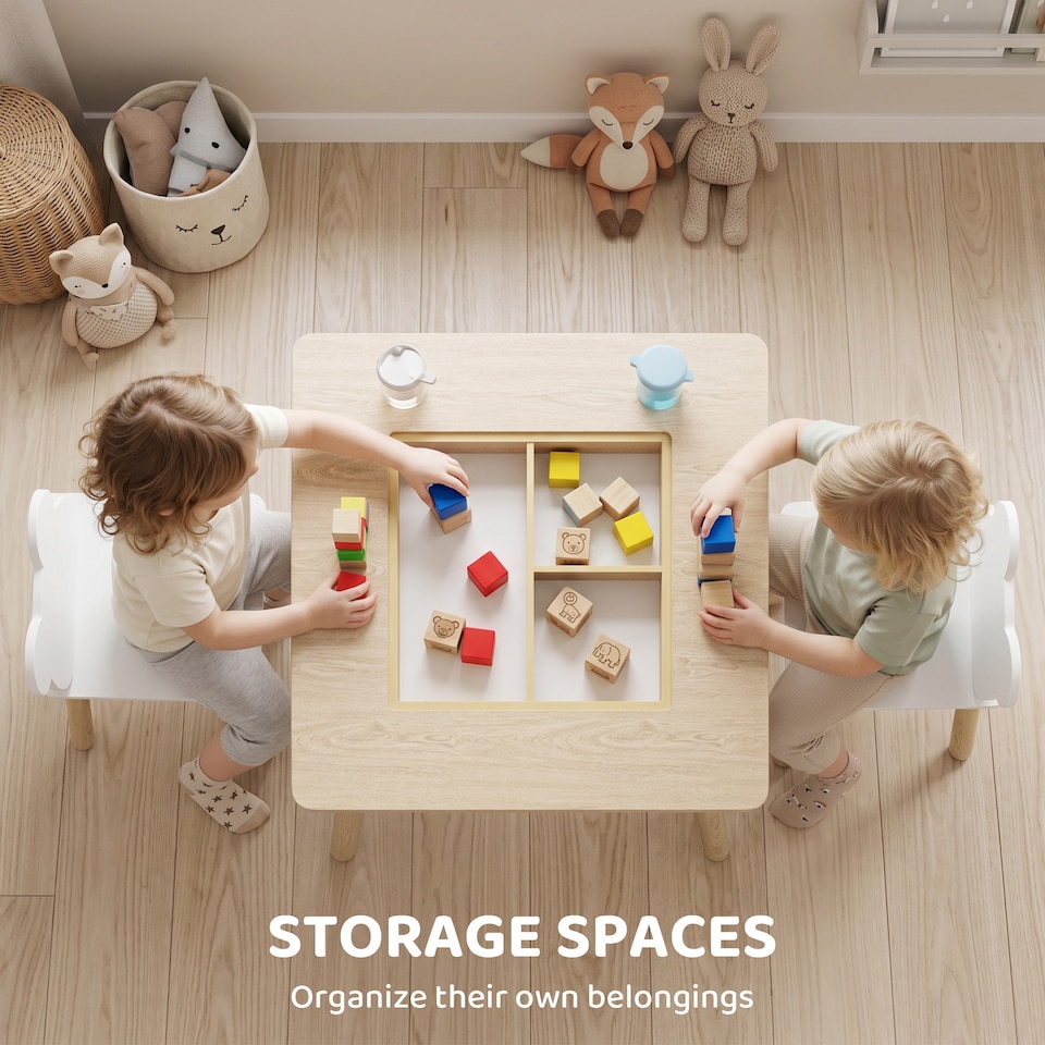 image 1 of AIYAPLAY 3-Piece Toddler Table and Chairs Set for Nursery, Playroom | Yellow