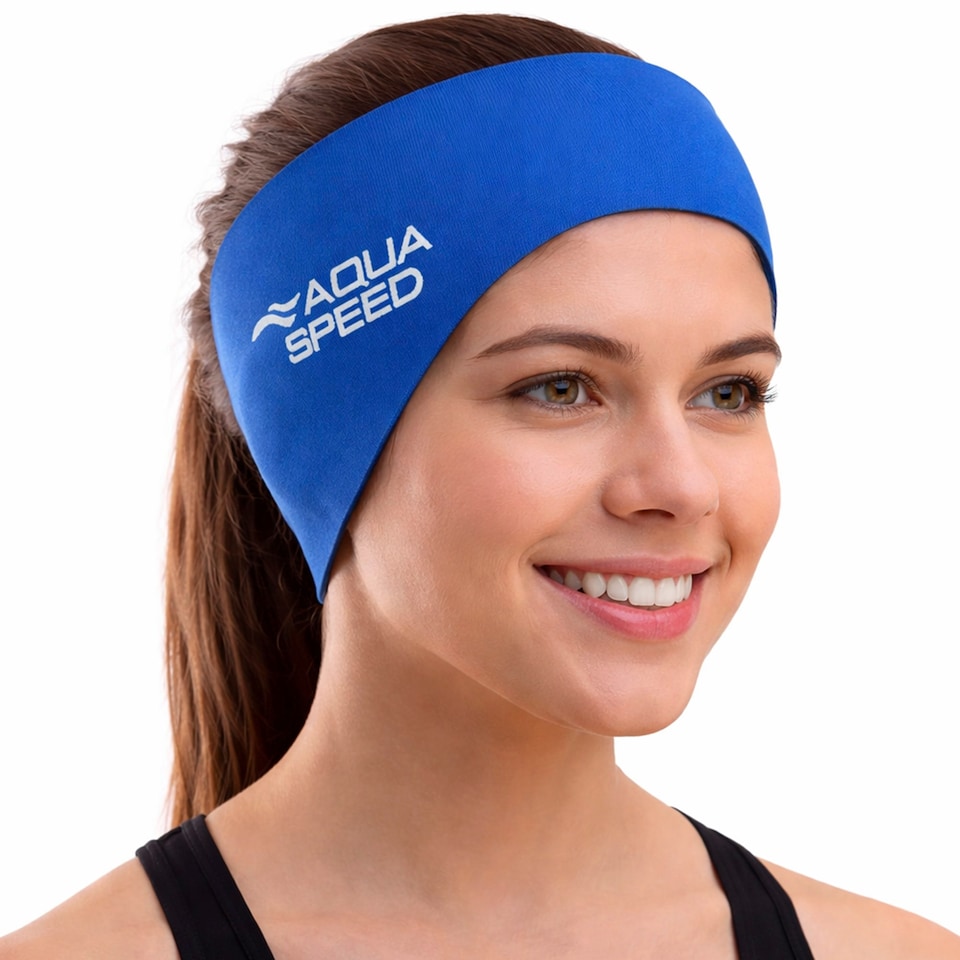 image 1 of Unisex Adult Swim Adjustable Headband | Quick Dry Neoprene Ear Coverage | Blue | Blue | One Size | 1