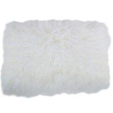 SNUGRUGS Mongolian Sheepskin Cushion - Rectangular - 30cm x 50cm White | 30cmx50cm